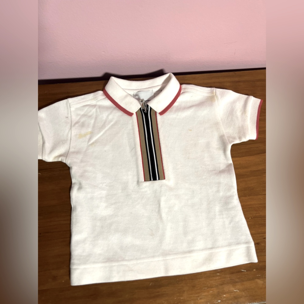 Burberry baby polo shirt ,worn once slightly stained 12m